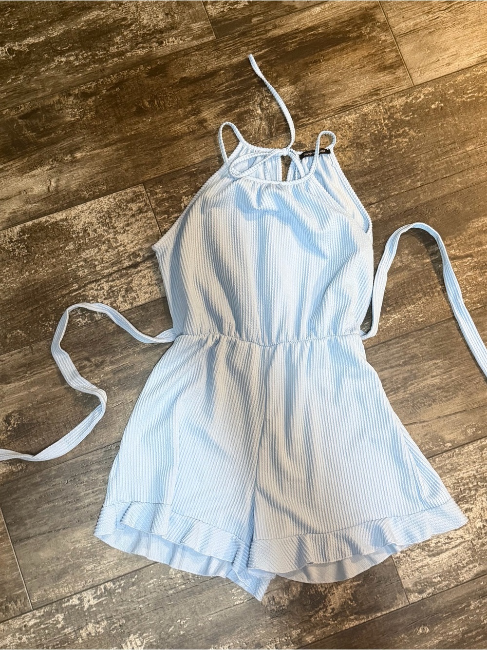 Light Blue women’s ribbed  Romper - Brand Unspecified